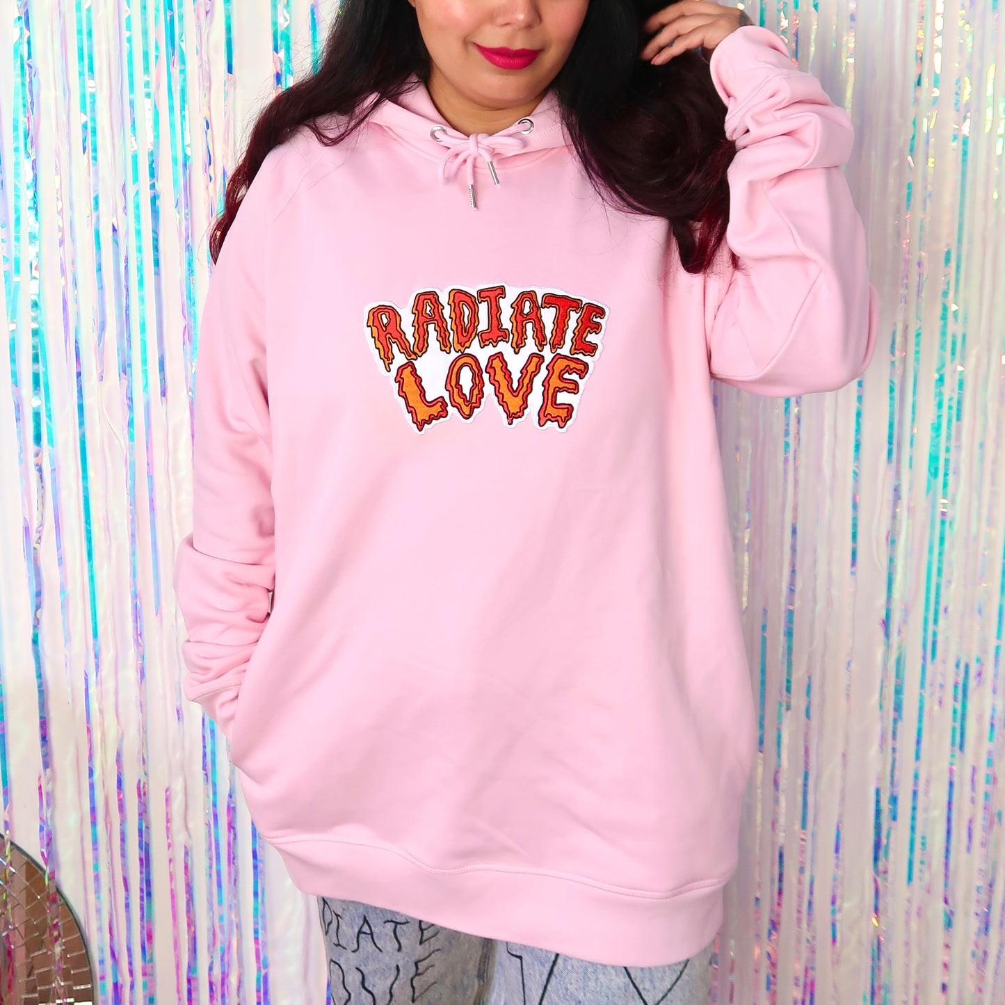 radiate love embroidered hoodie - pink