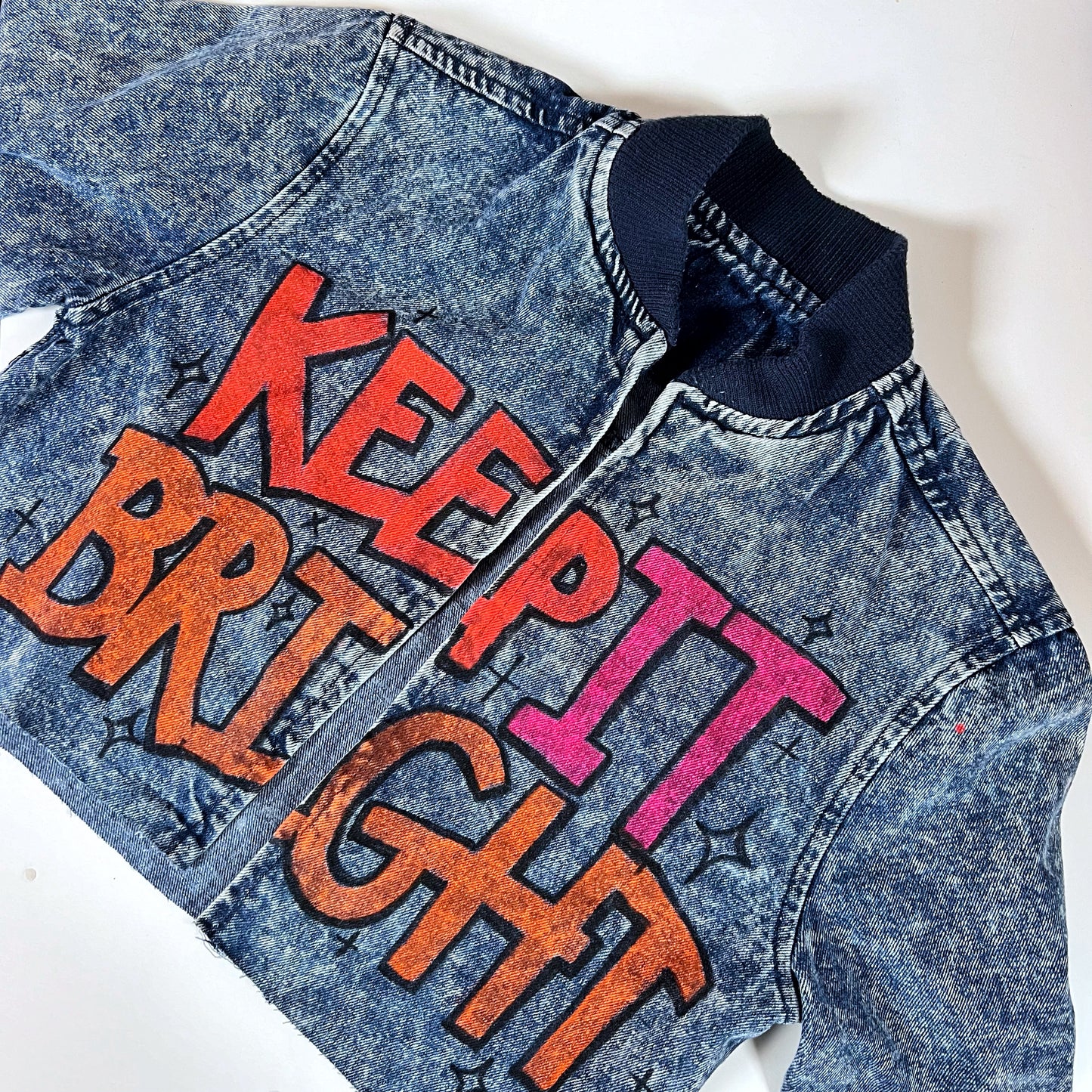 keep it bright graffiti crop jacket