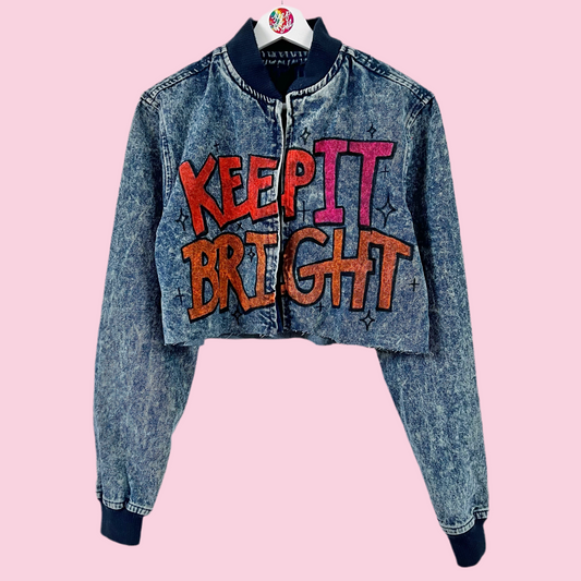 keep it bright graffiti crop jacket