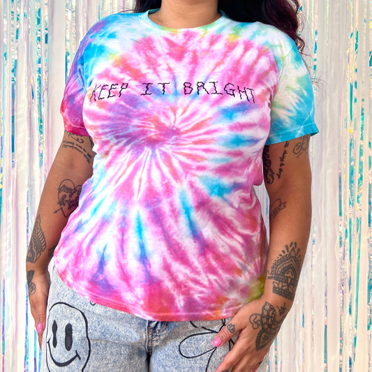 keep it bright rainbow tie-dye t-shirt