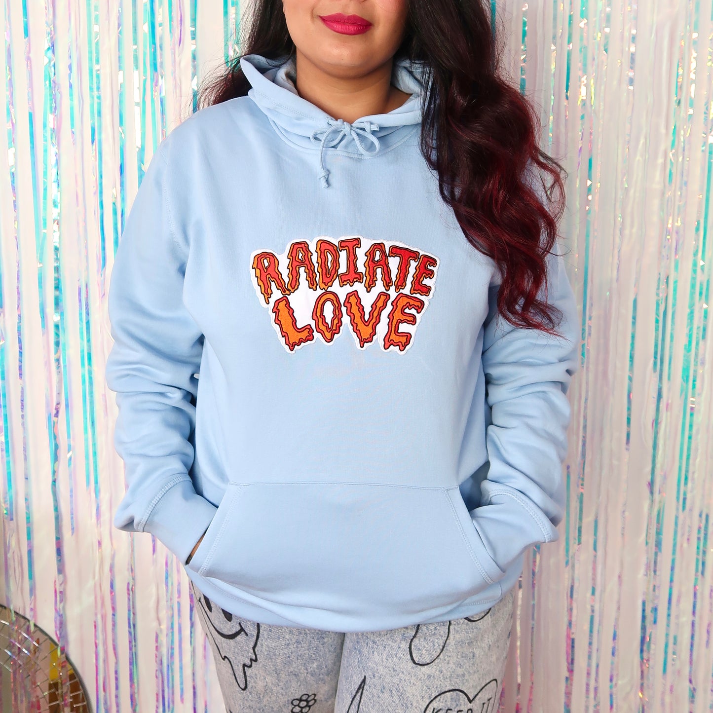 radiate love embroidered hoodie - blue