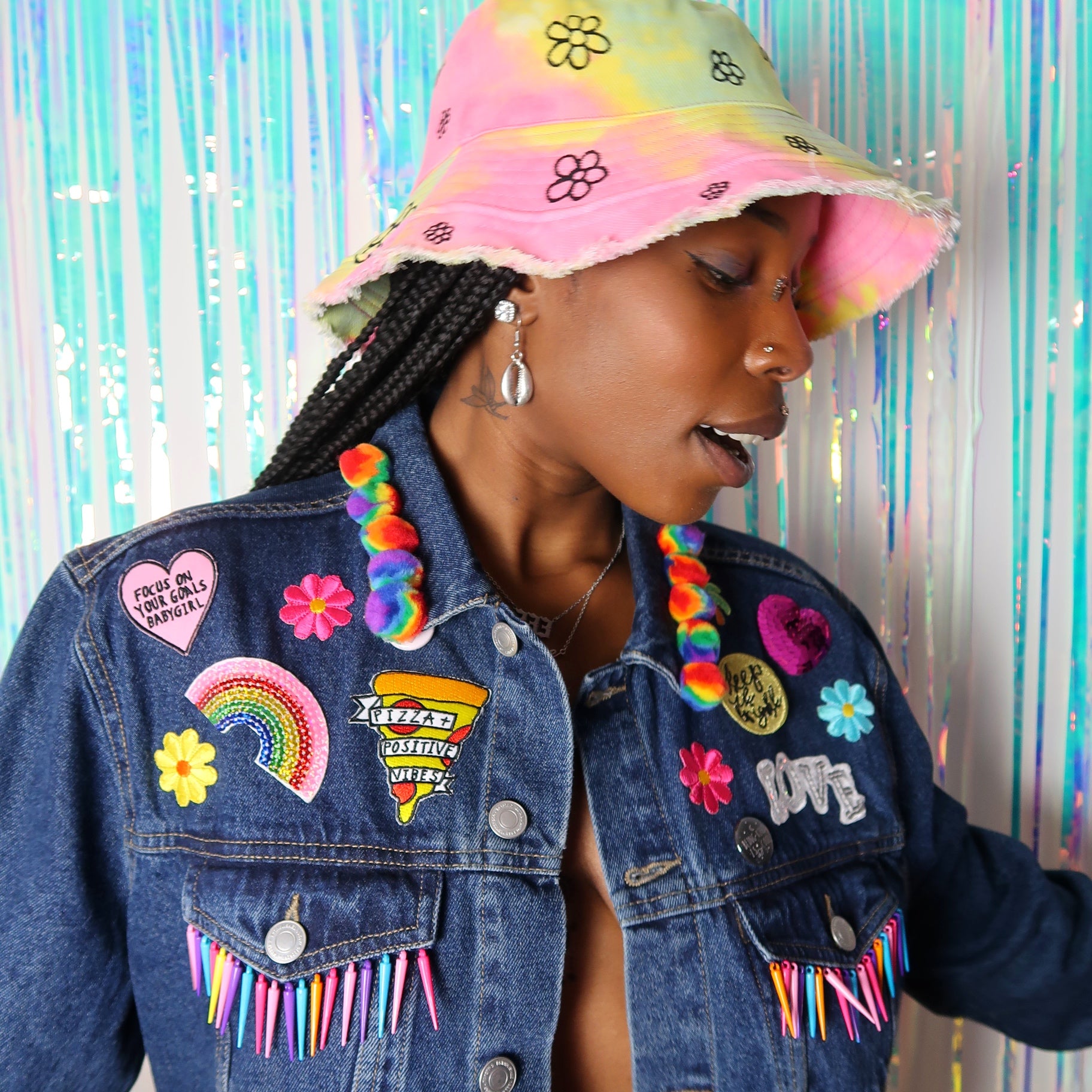 Rainbow denim deals jacket