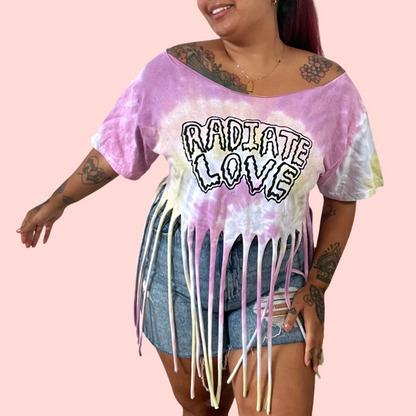 radiate love tie-dye tassel top - pastel fade