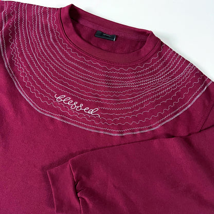 blessed embroidered festive sweatshirt - burgundy