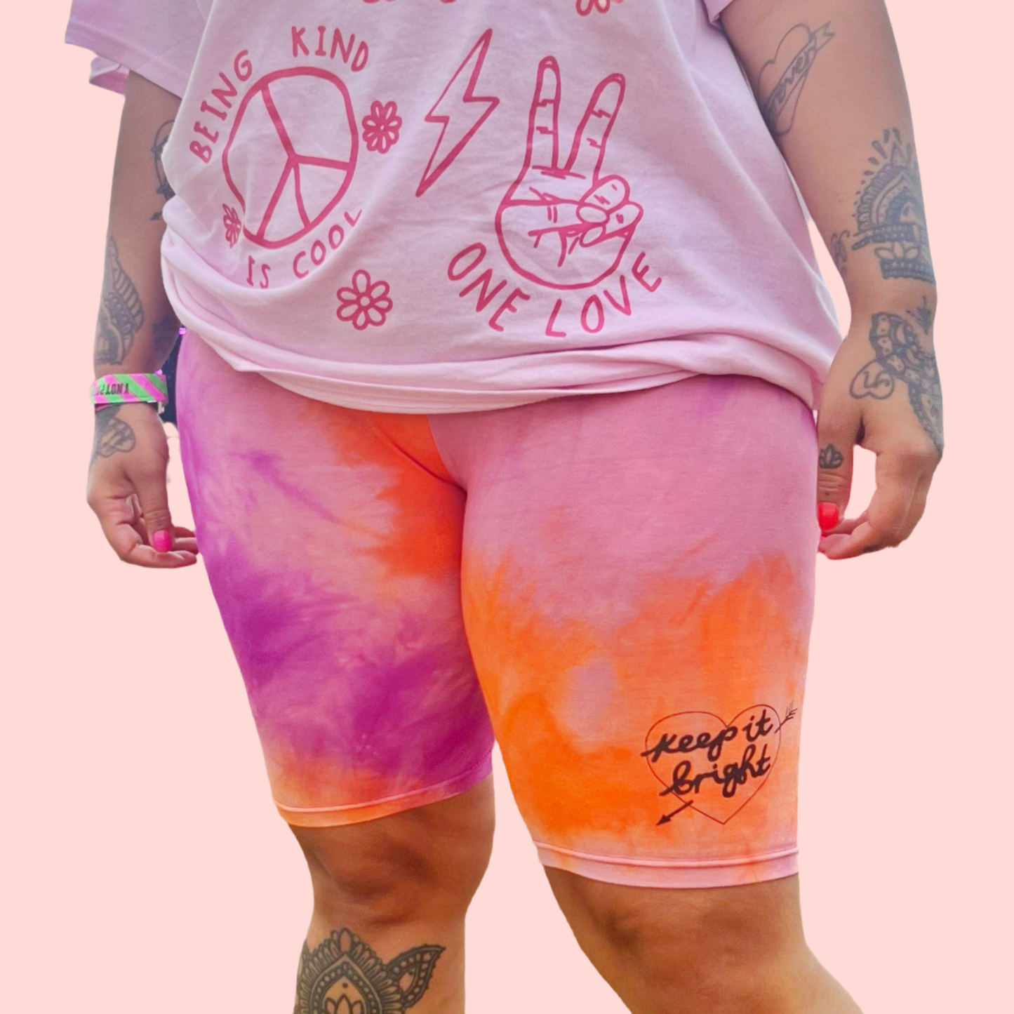 keep it bright tie-dye legging shorts - sunset