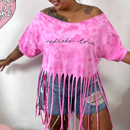 radiate love tie-dye tassel top - pink