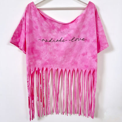 radiate love tie-dye tassel top - pink