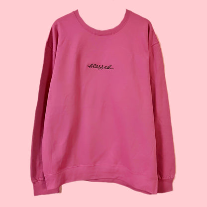 blessed embroidered sweatshirt - pink