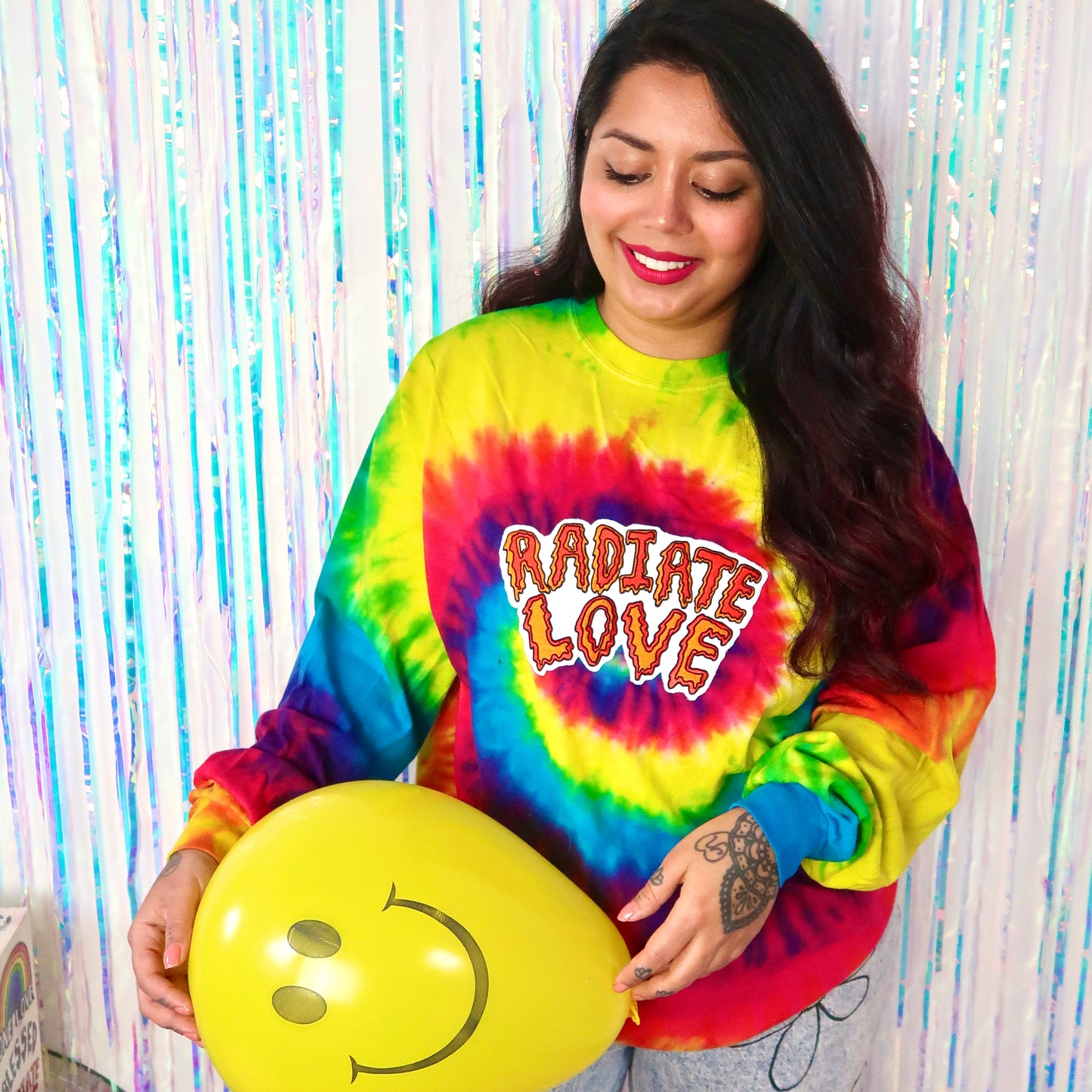 radiate love tie dye long sleeve top