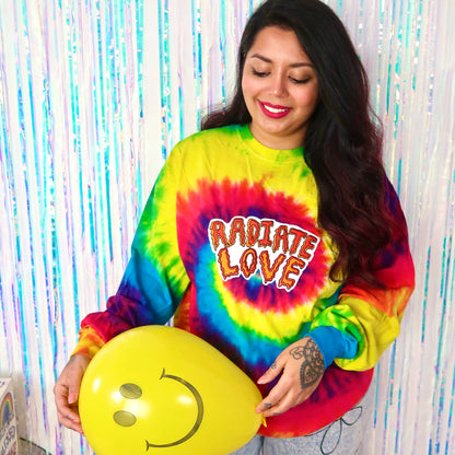 radiate love tie dye long sleeve top