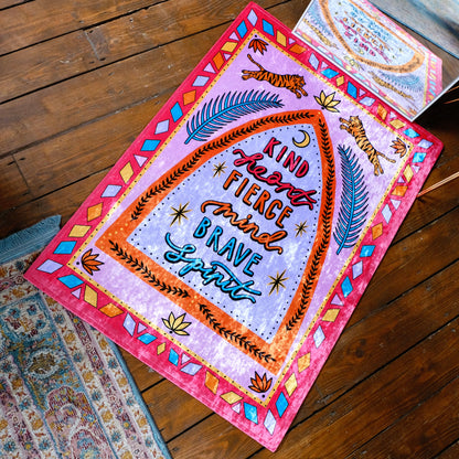 kind heart, fierce mind, brave spirit rug