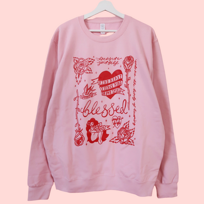 tattoo flash sweatshirt - baby pink