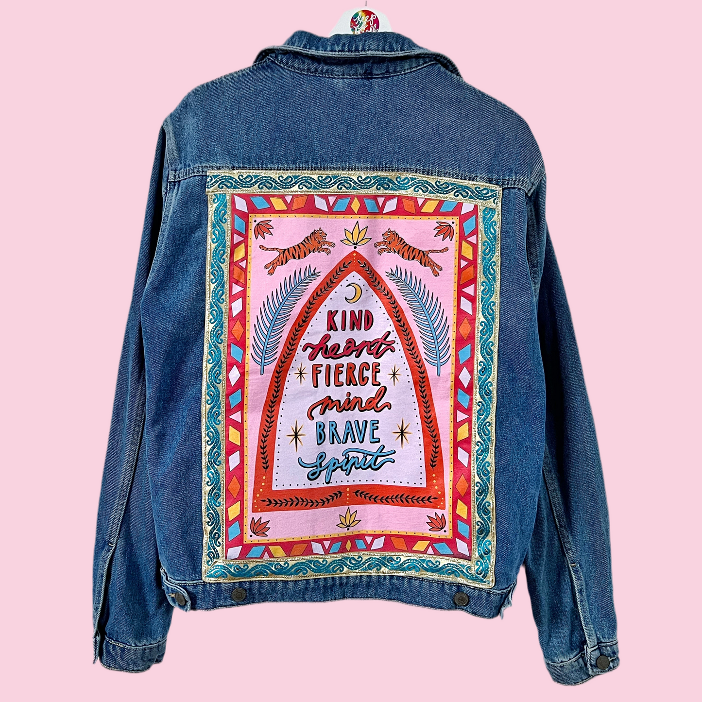 kind heart, fierce mind, brave spirit denim jacket