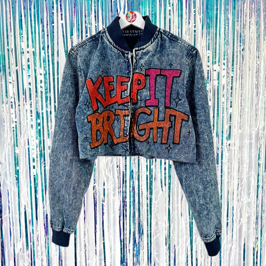 keep it bright graffiti crop jacket