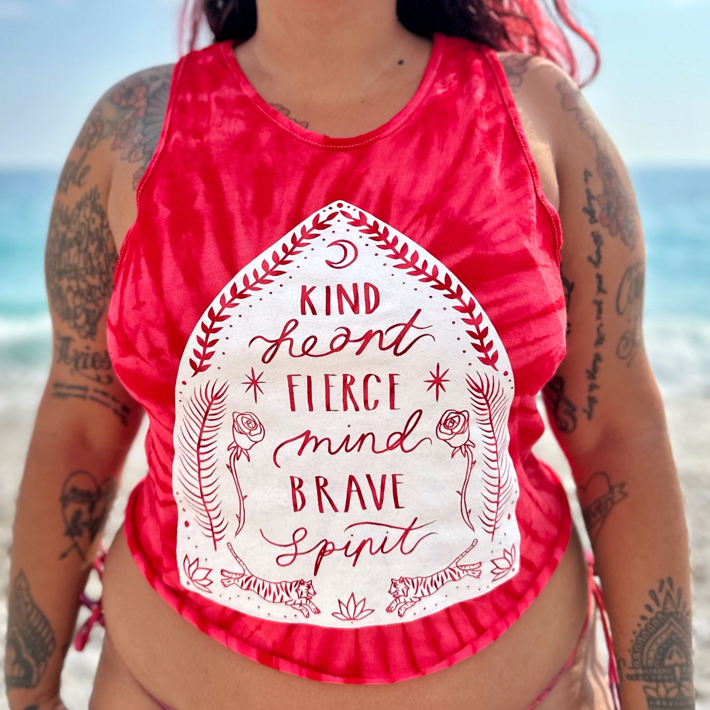 kind heart, fierce mind, brave spirit crop top - red