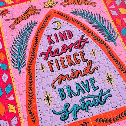 kind heart, fierce mind, brave spirit jigsaw puzzle + deluxe tin