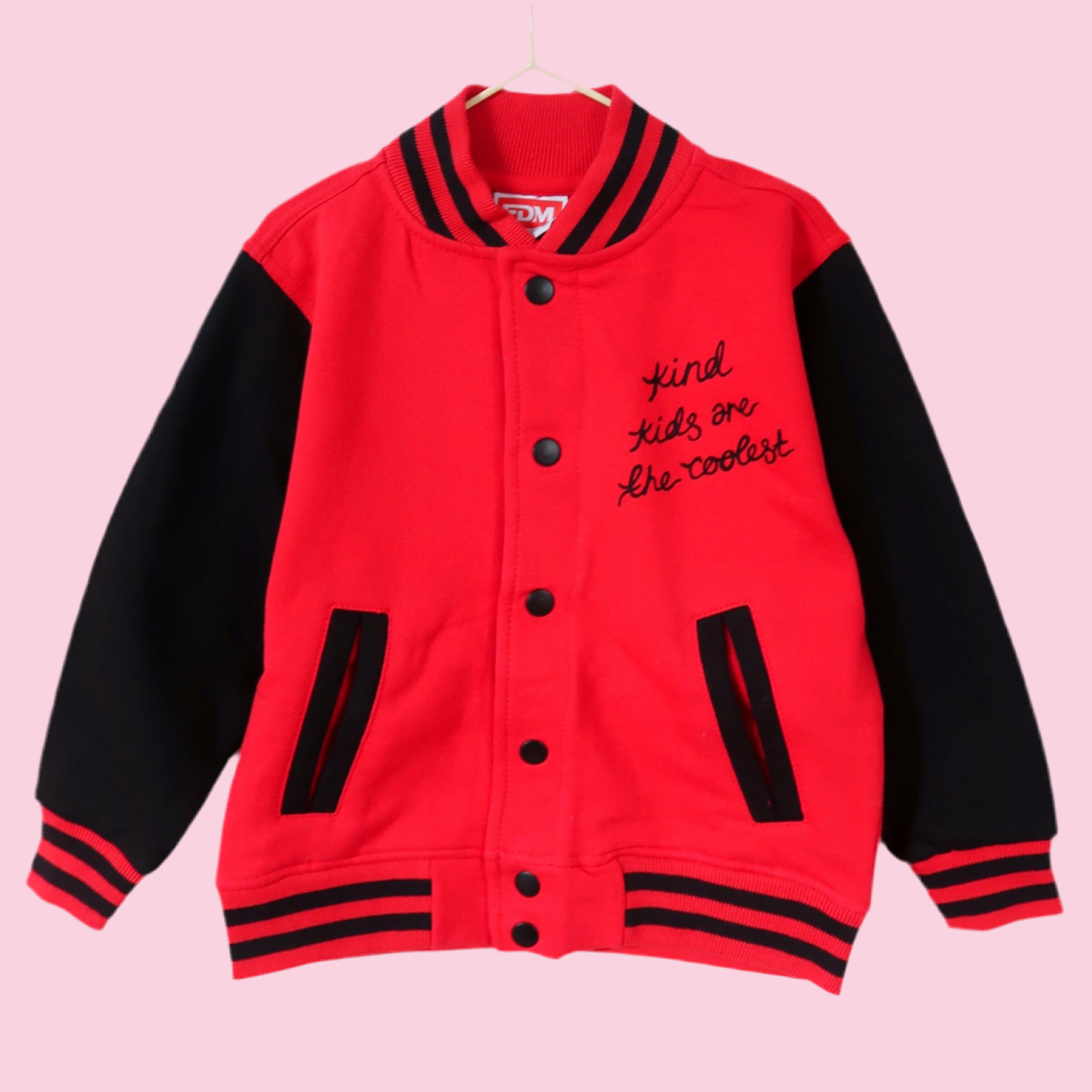 being kind is cool kids varsity jacket - red