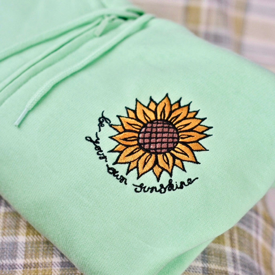 be your own sunshine embroidered zip-up hoodie - mint