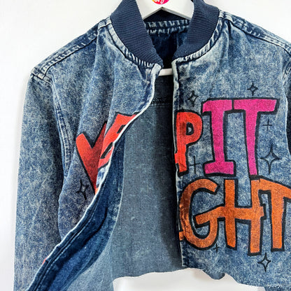 keep it bright graffiti crop jacket