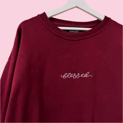 blessed embroidered sweatshirt - burgundy