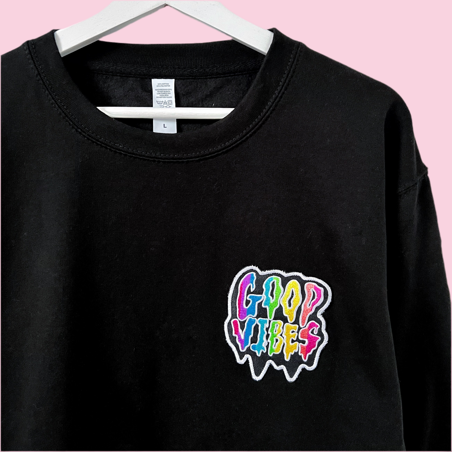 good vibes embroidered sweatshirt