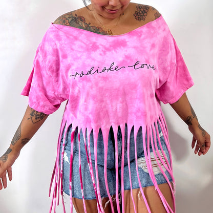 radiate love tie-dye tassel top - pink