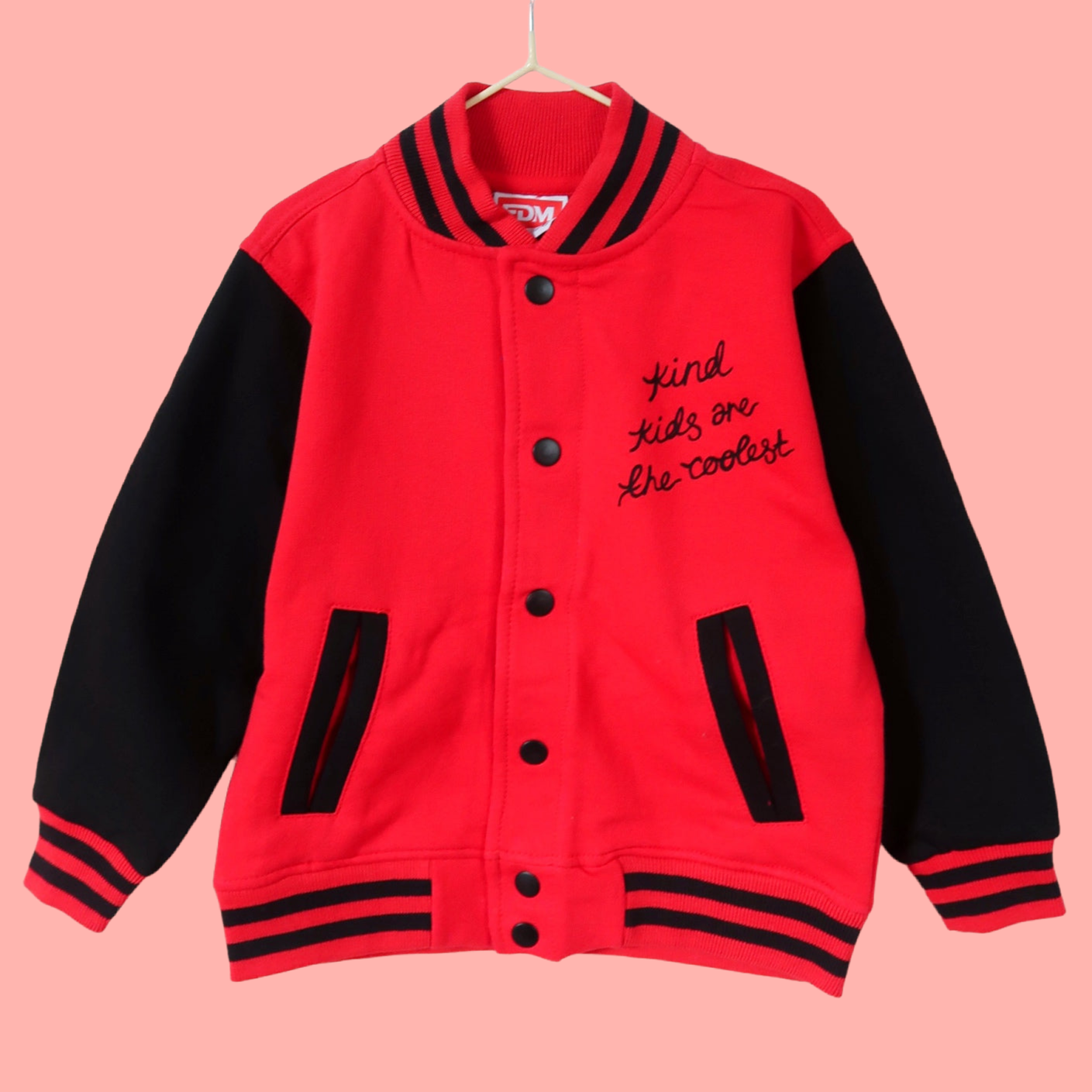 being kind is cool kids varsity jacket - red