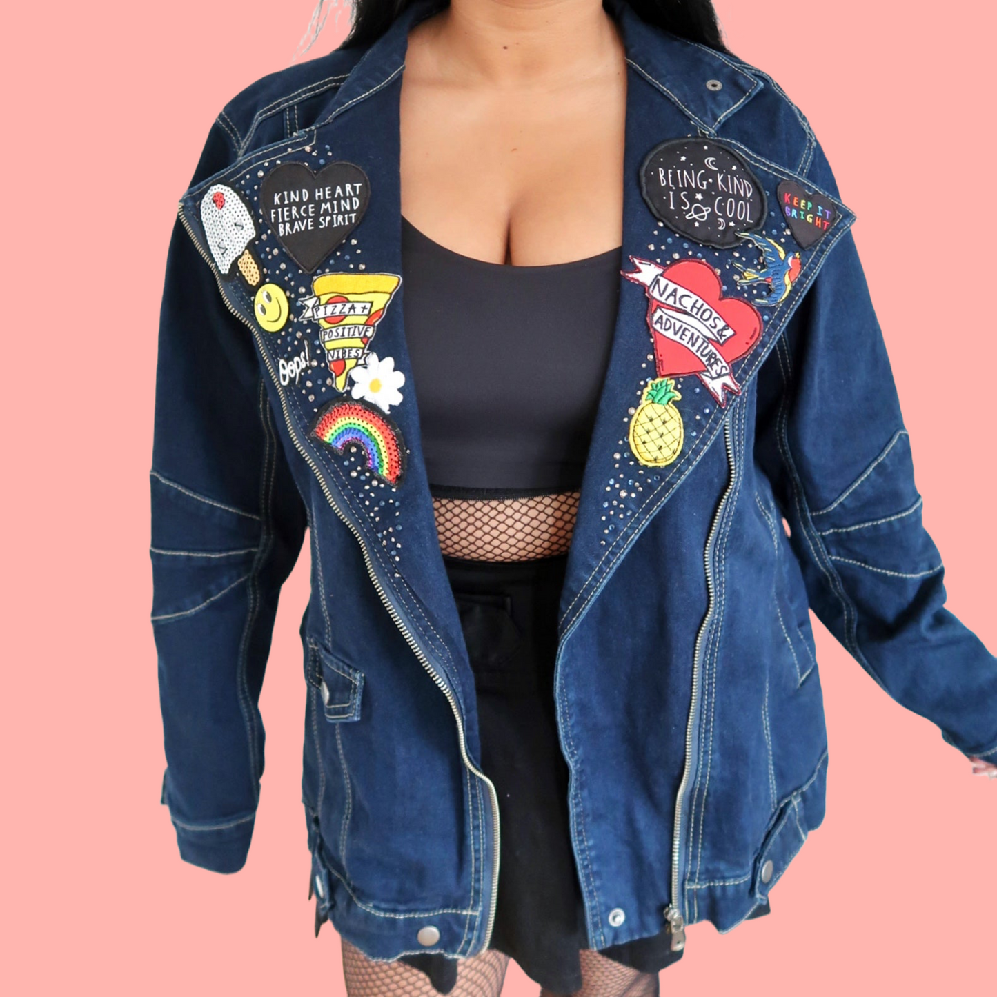 the 'summer nights' denim biker jacket