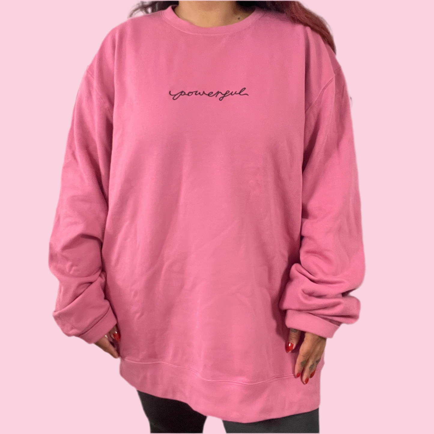 powerful embroidered sweatshirt - pink