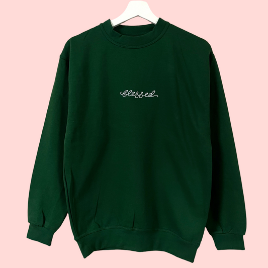 blessed embroidered sweatshirt - green