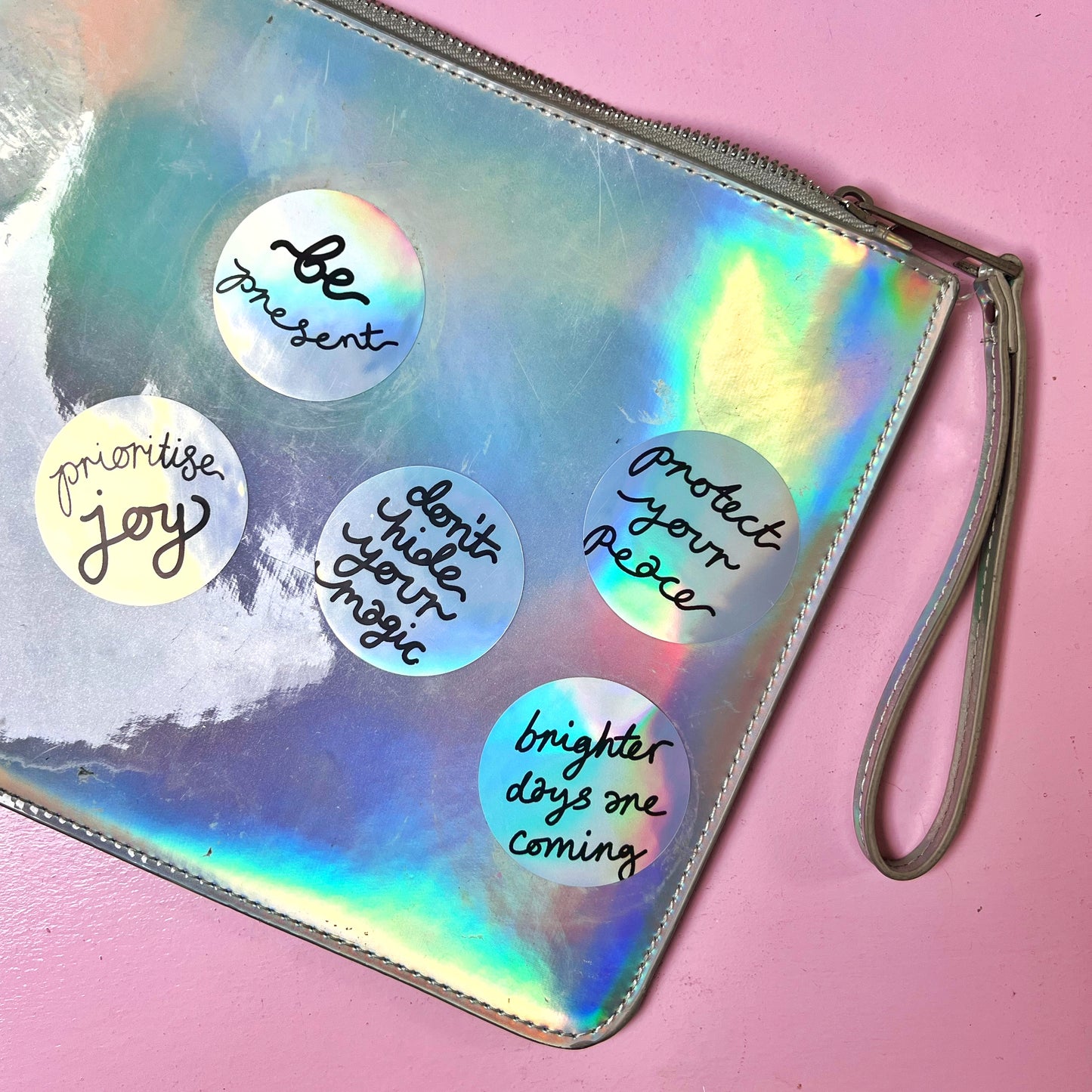 round holographic stickers - 5 pack