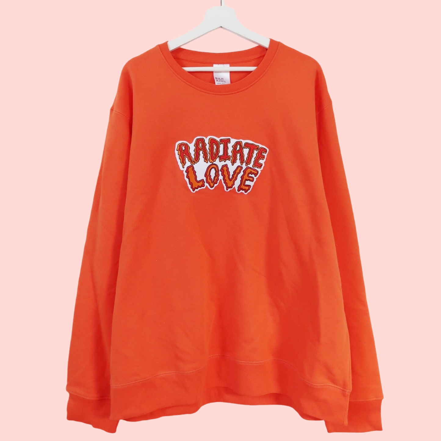 radiate love embroidered sweatshirt orange