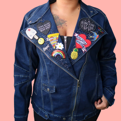 the 'summer nights' denim biker jacket