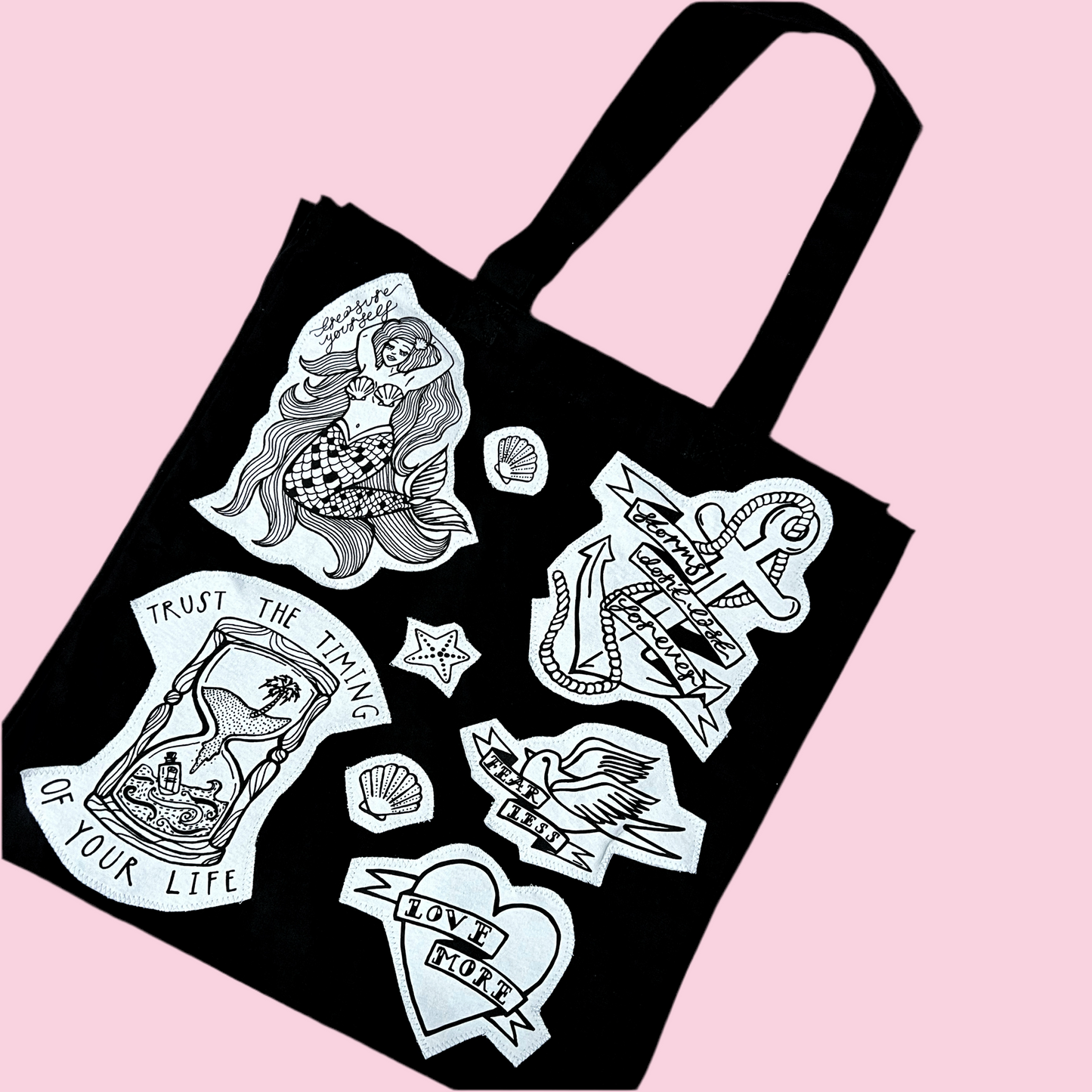 nautical tattoo flash tote bag