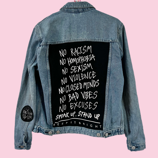 stand up, speak up denim jacket