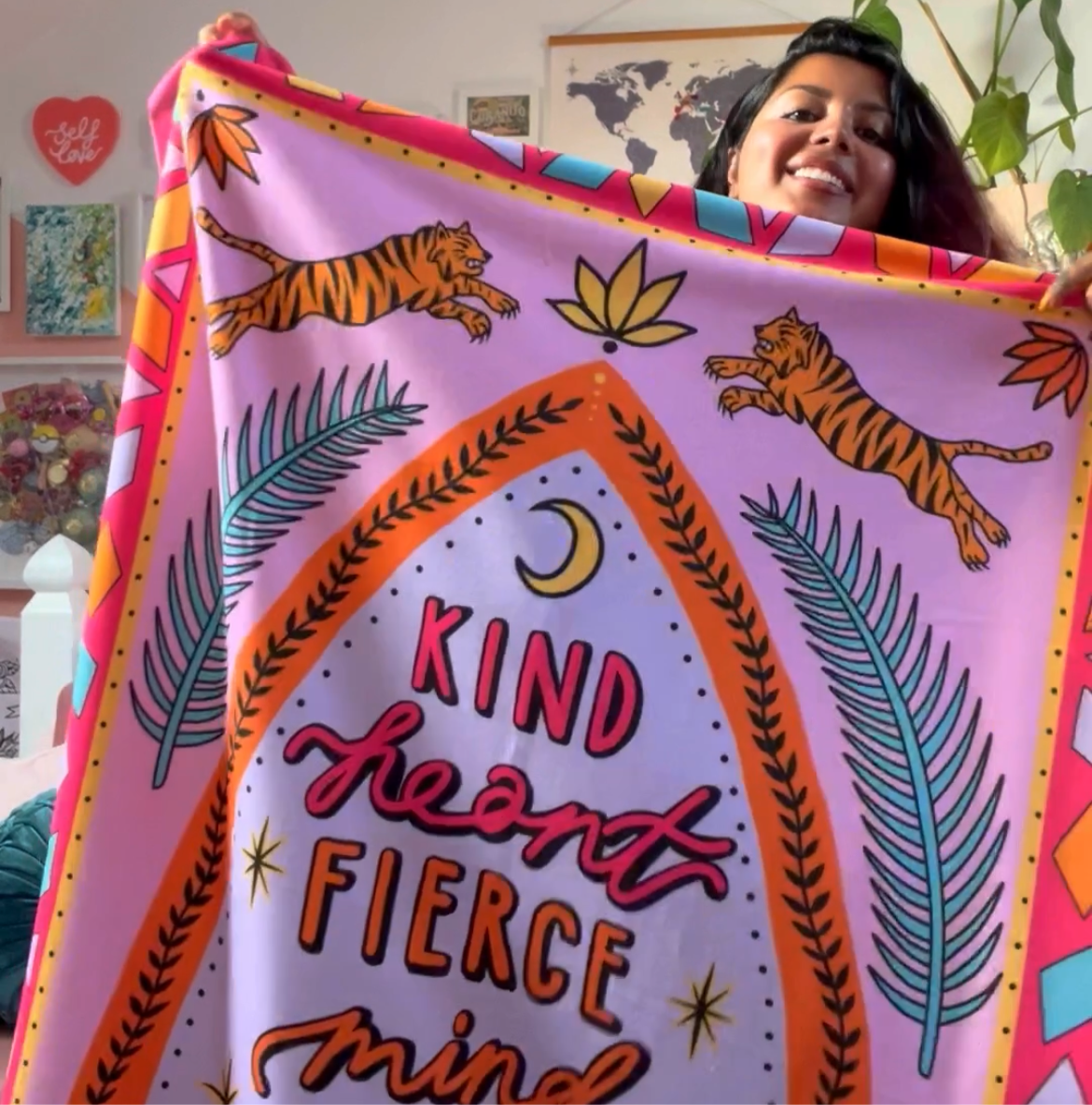 kind heart, fierce mind, brave spirit throw blanket