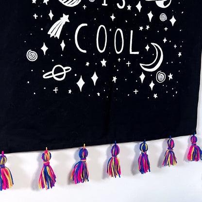 being kind is cool vertical wall hanging - multicolur tassels