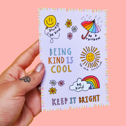 being kind is cool sticker sheet