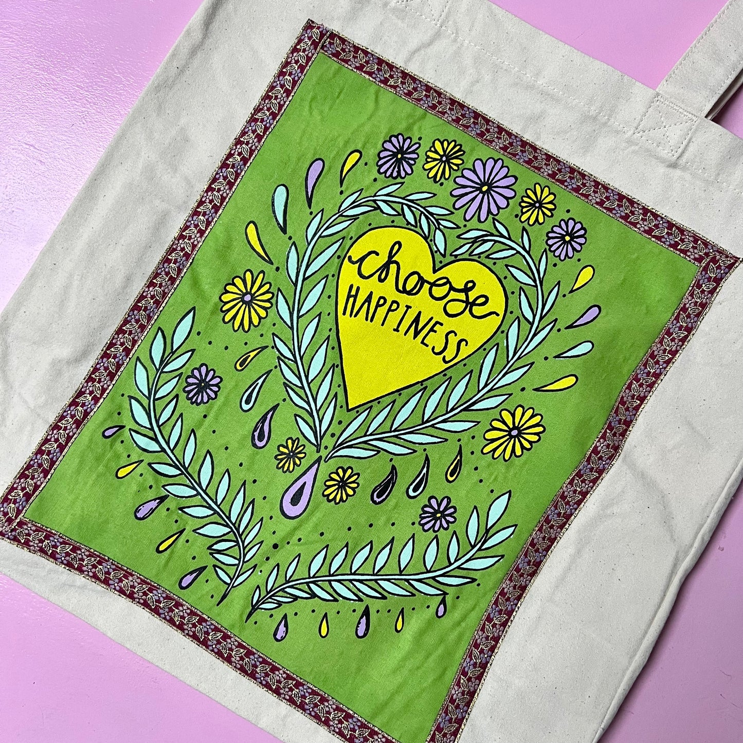 choose happiness tote bag - green