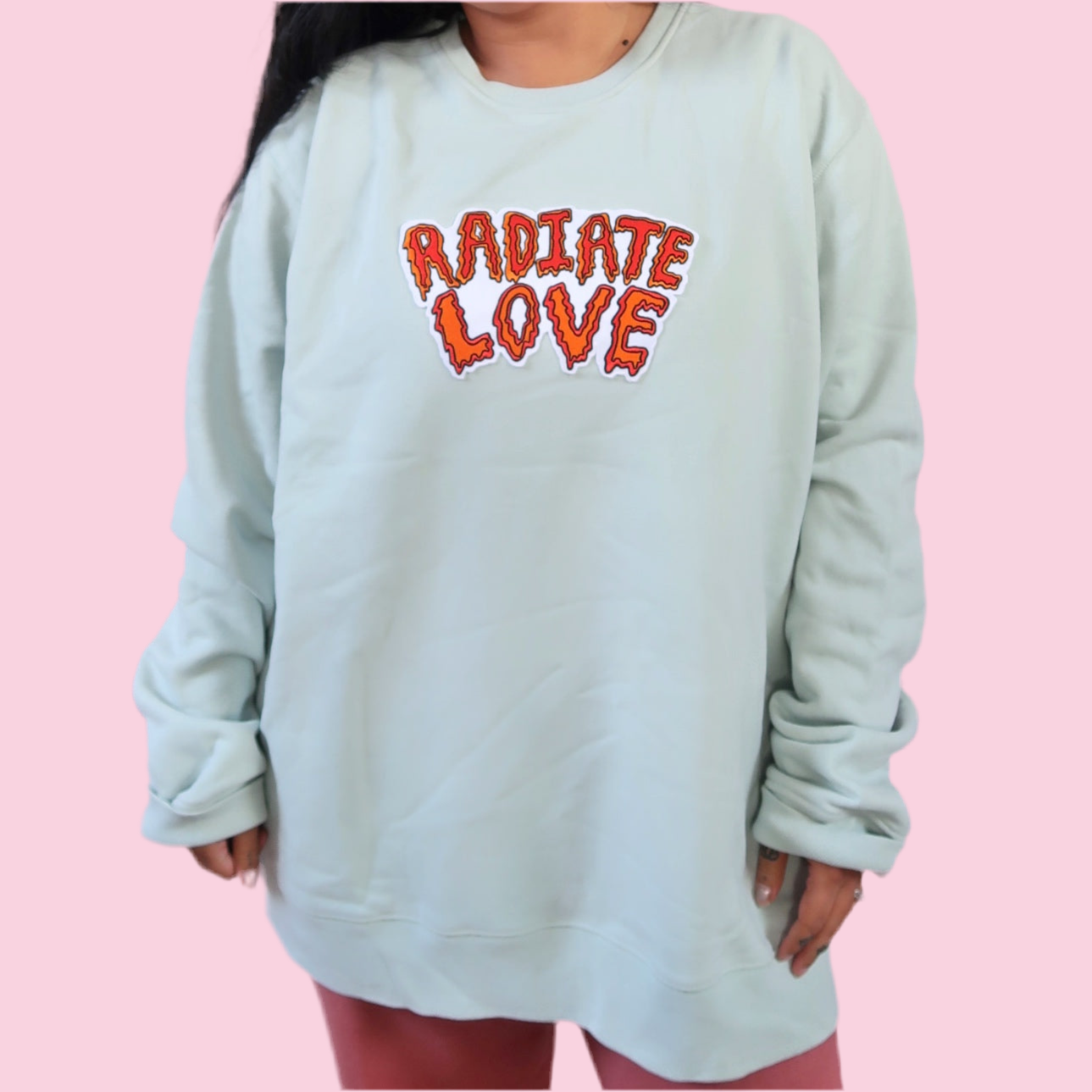 radiate love embroidered sweatshirt - light green