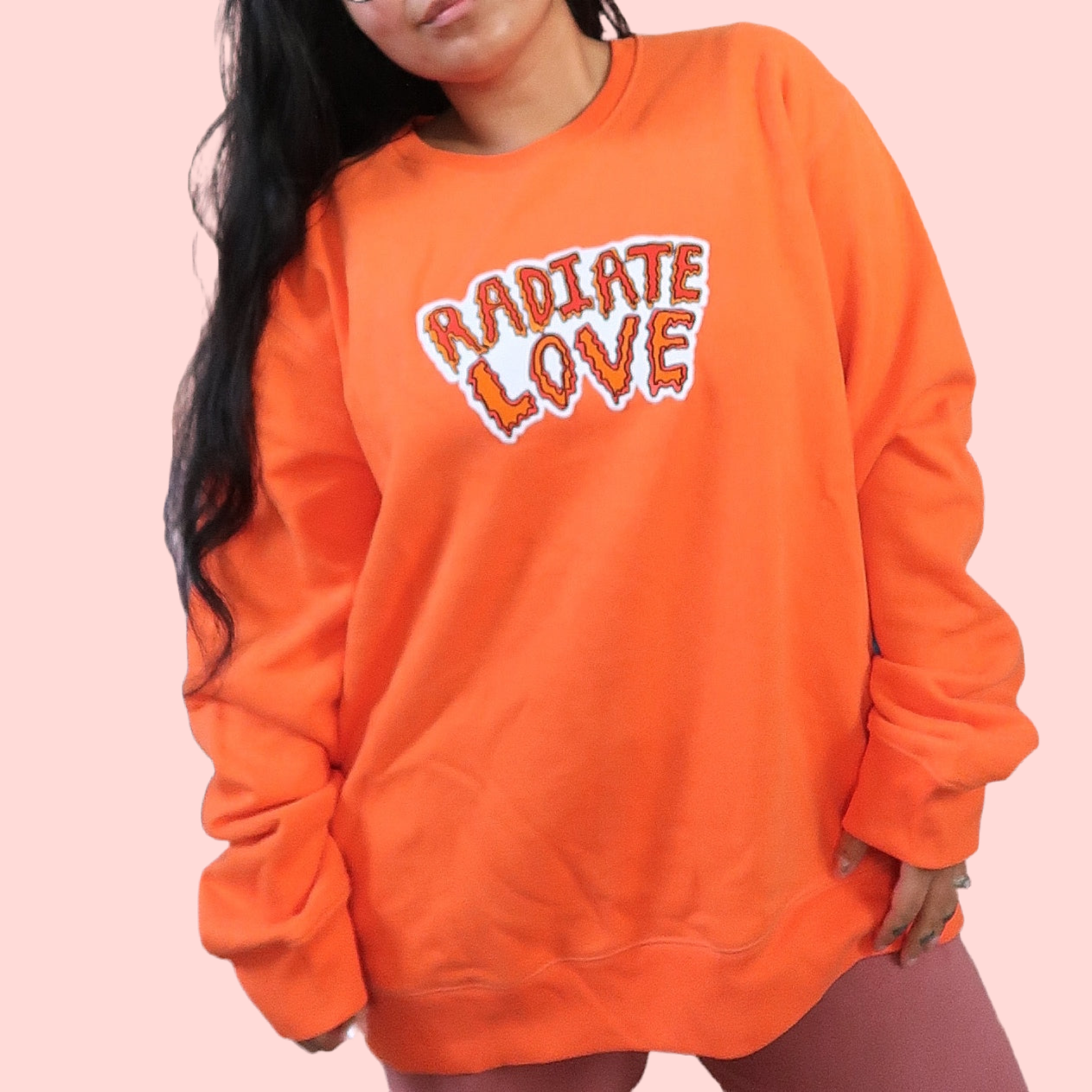 radiate love embroidered sweatshirt - orange