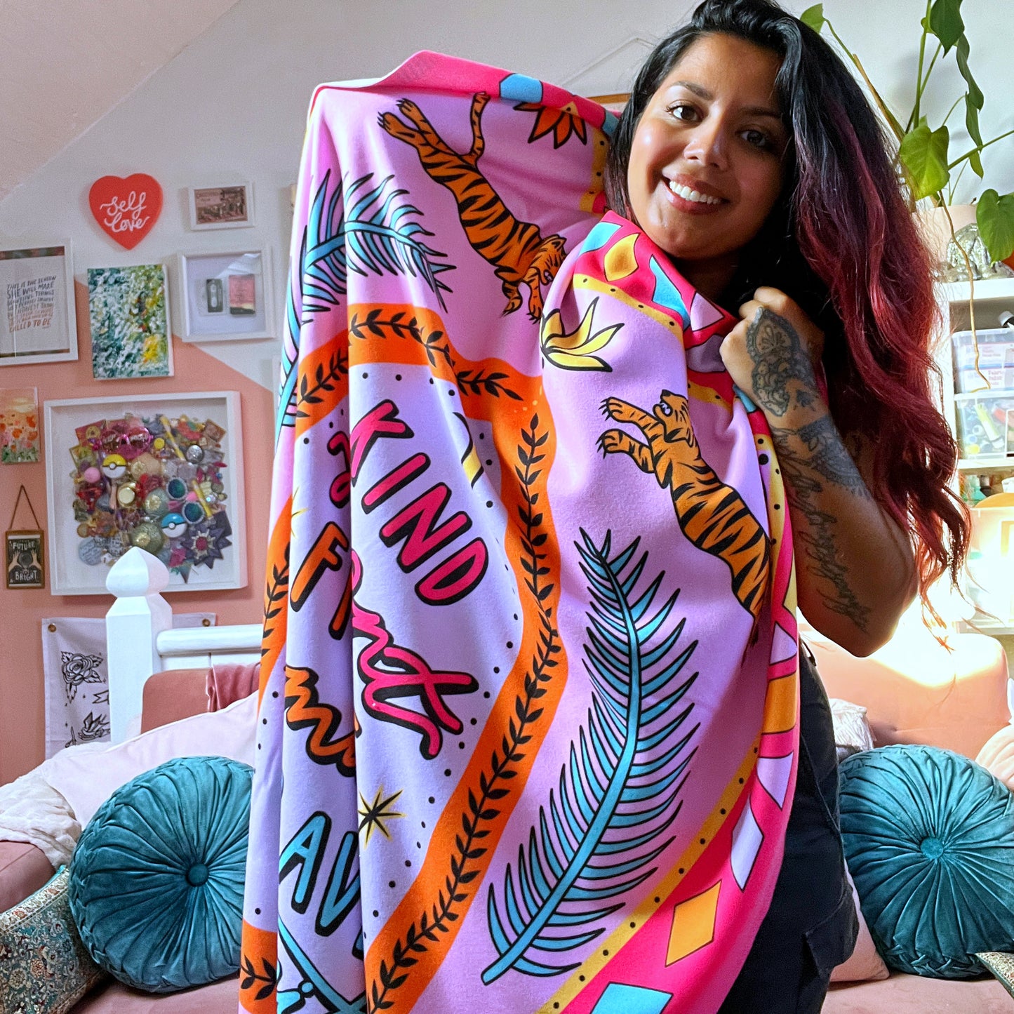 kind heart, fierce mind, brave spirit throw blanket