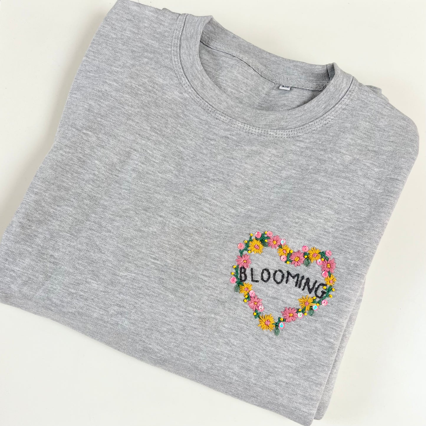 blooming hand-embroidered sweatshirt - grey