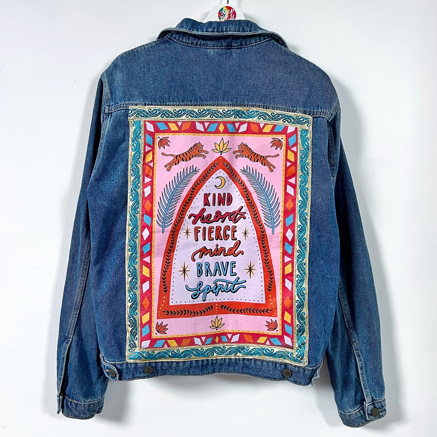 kind heart, fierce mind, brave spirit denim jacket