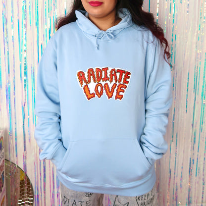 radiate love embroidered hoodie - blue