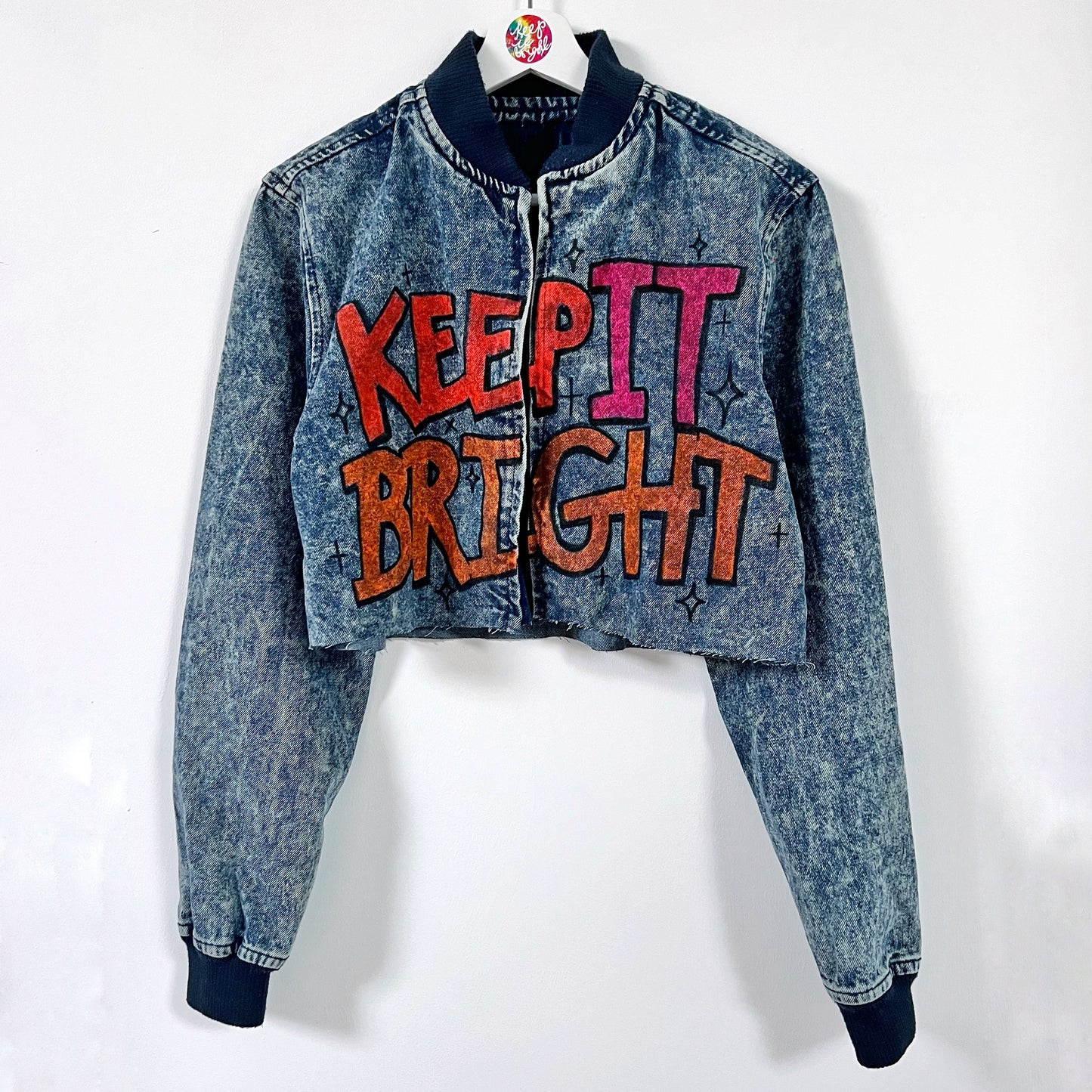 keep it bright graffiti crop jacket