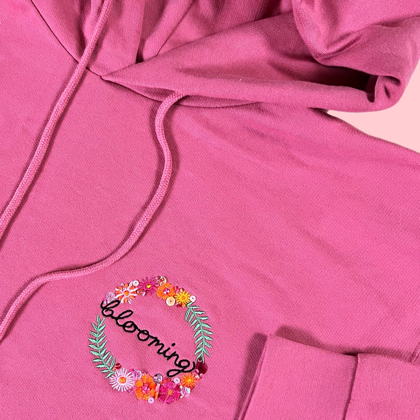 blooming embellished hoodie - deep pink