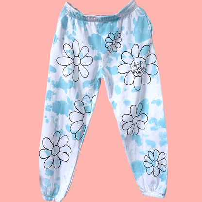 hippie heart tie dye lounge pants / joggers - blue