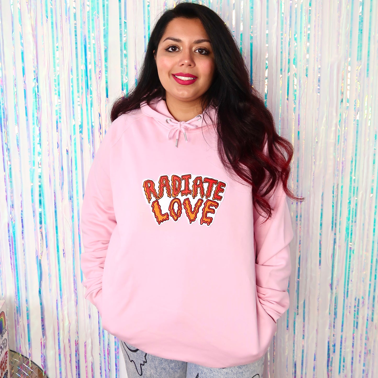 radiate love embroidered hoodie - pink