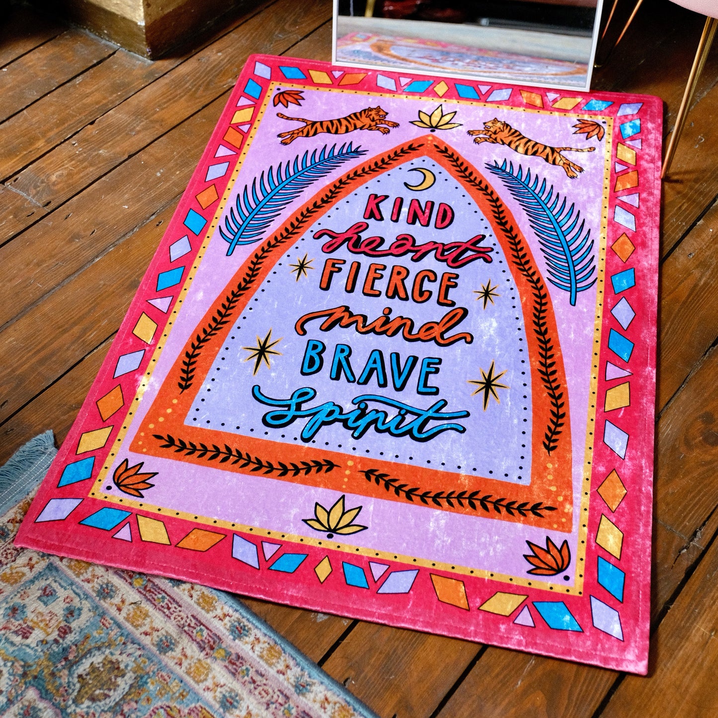 kind heart, fierce mind, brave spirit rug